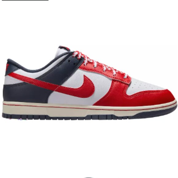 Nike Men's Dunk Low Shoes-Color: White/University Red/Navy - Picture 1 of 6
